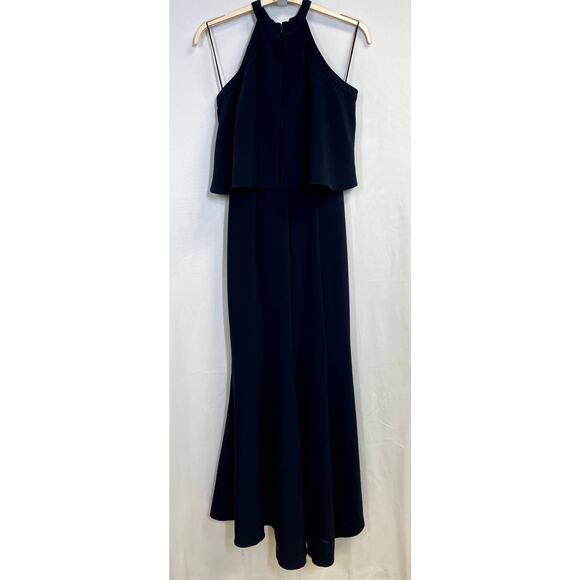 CARMEN MARC VALVO Kayla Cold Shoulder Ruffle Halter Neck Ball Gown Size 6 - Picture 1 of 10